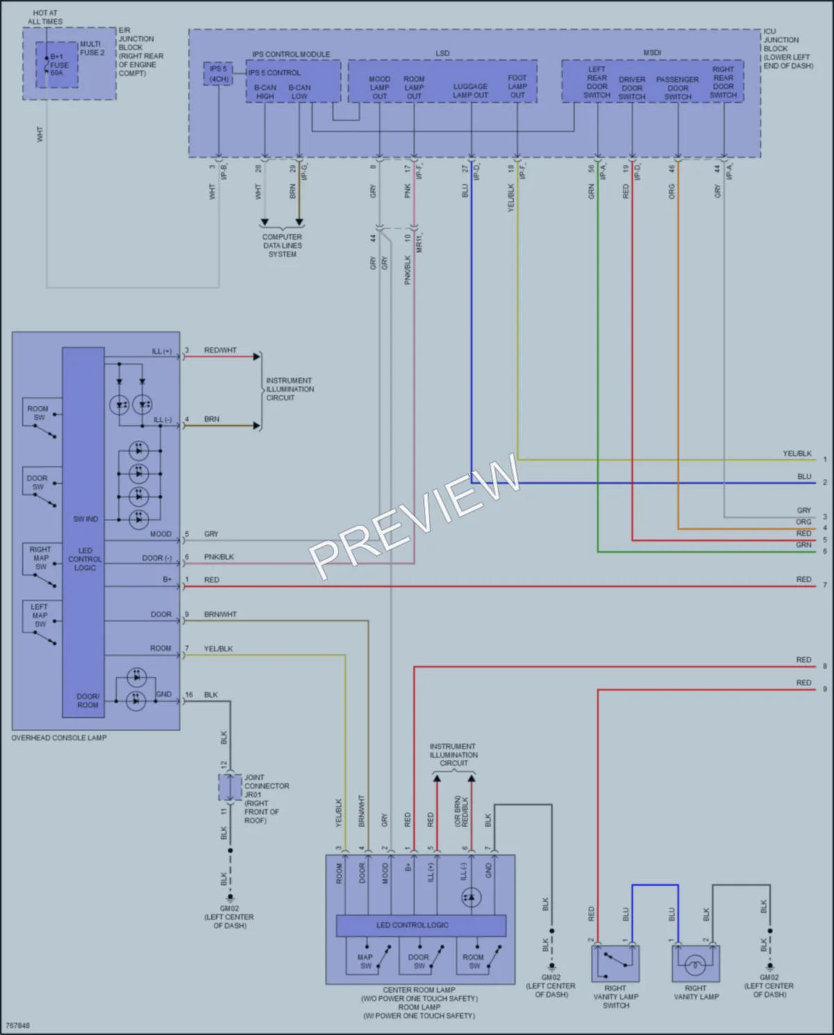 2021 Genesis G70 Interior Lights wiring diagram preview