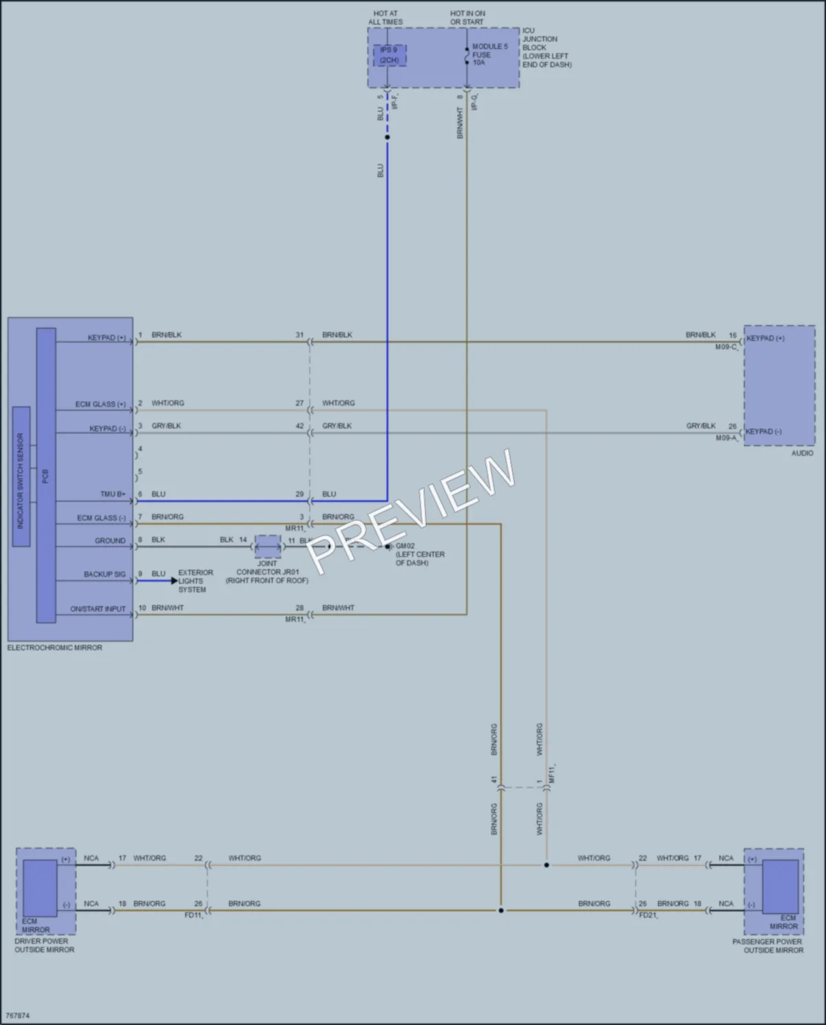 2021 Genesis G70 Power Mirrors wiring diagram preview