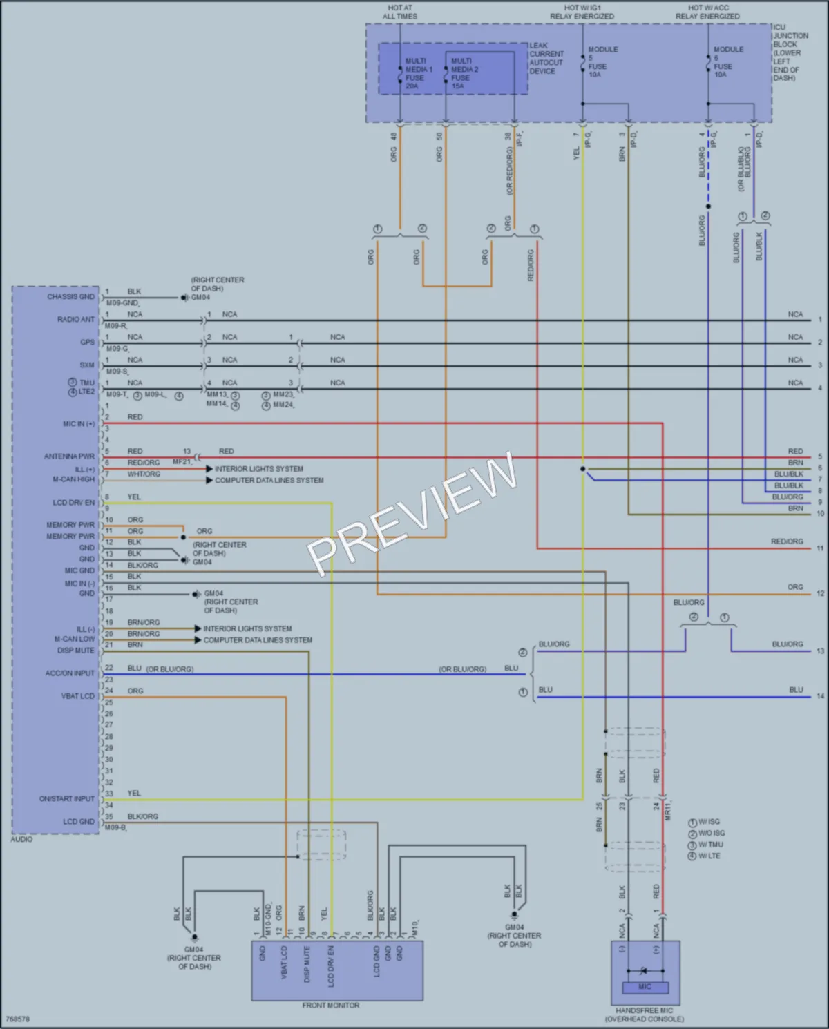 2021 Genesis G70 Radio wiring diagram preview