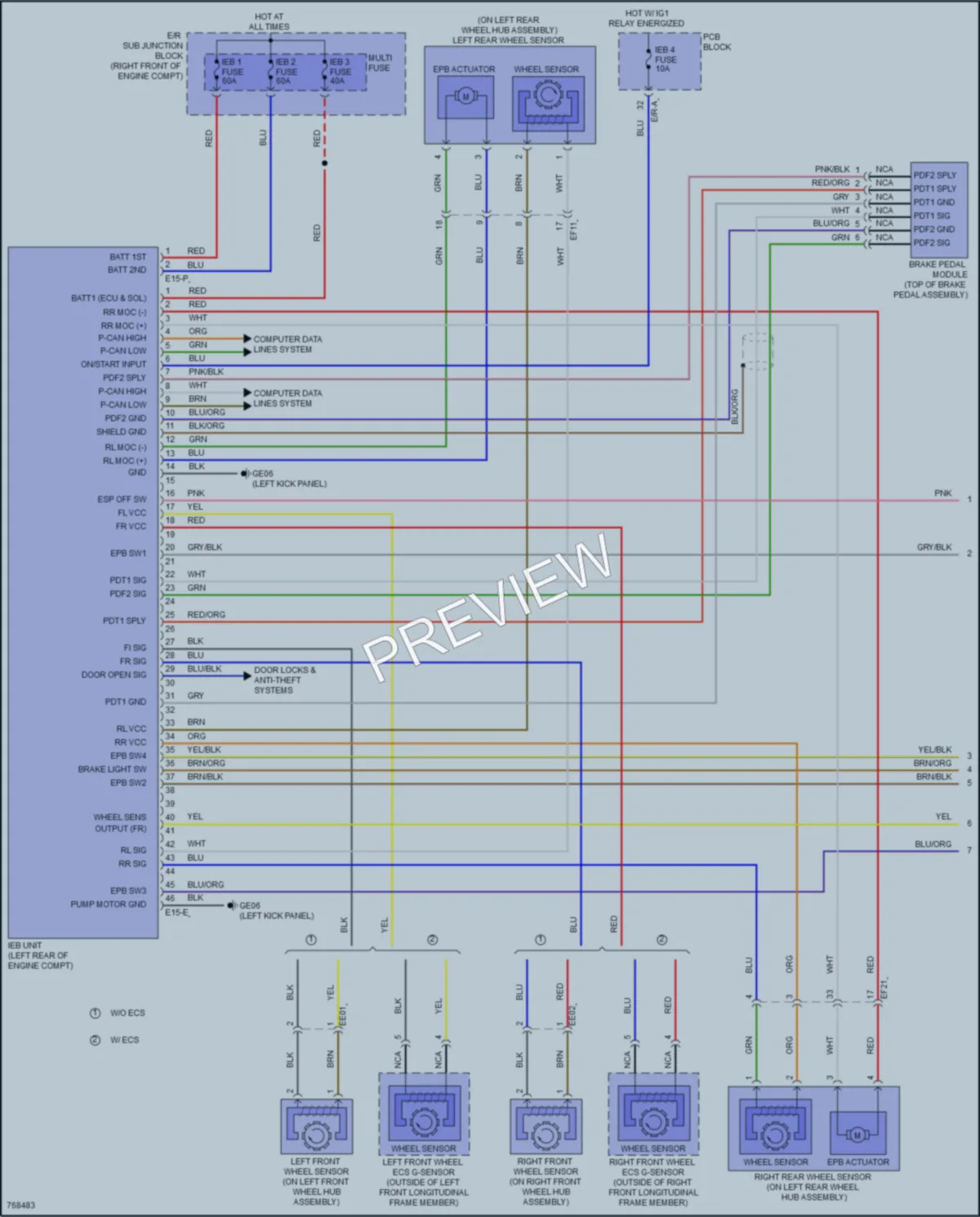 2021 Genesis G80 Anti Lock Brakes wiring diagram preview
