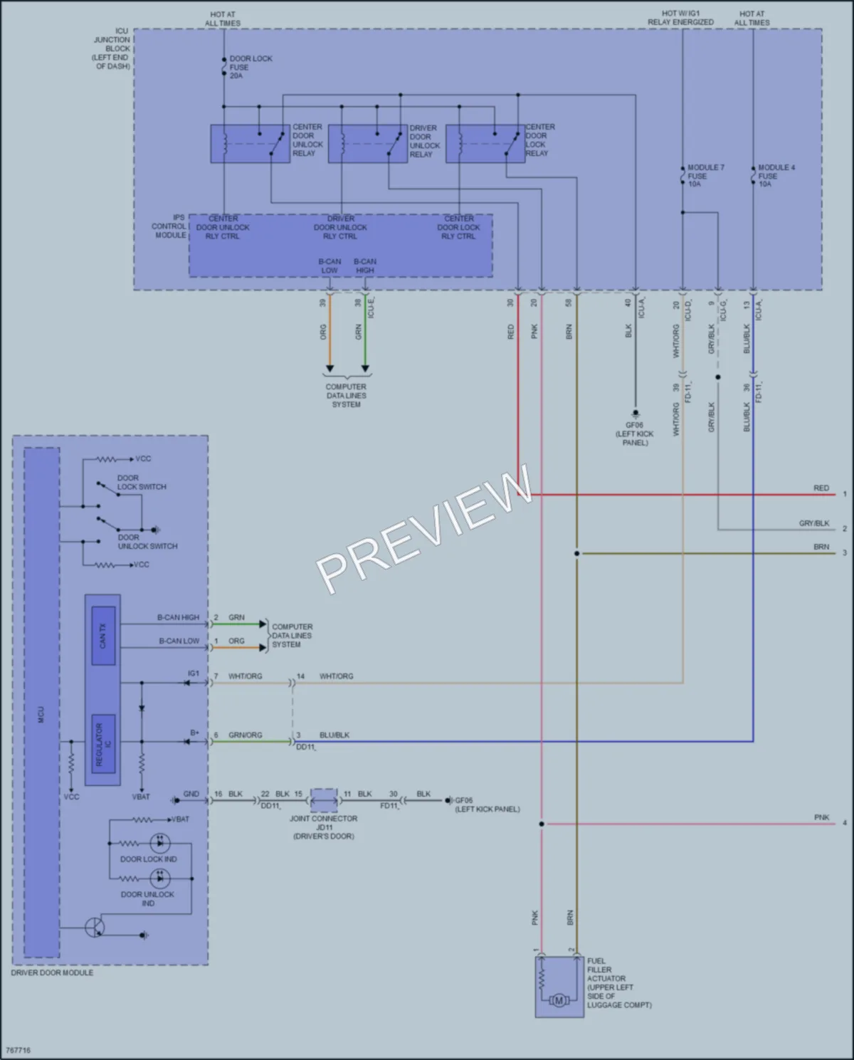 2021 Genesis G80 Power Door Locks wiring diagram preview