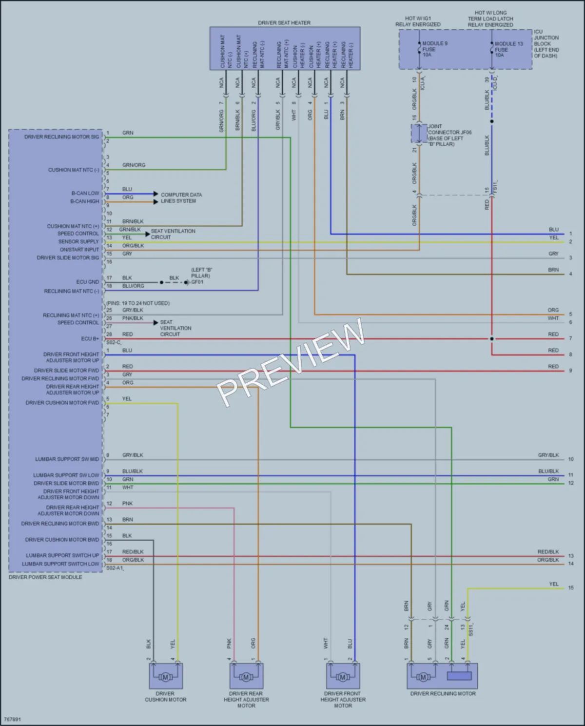 2021 Genesis G80 Power Seats wiring diagram preview