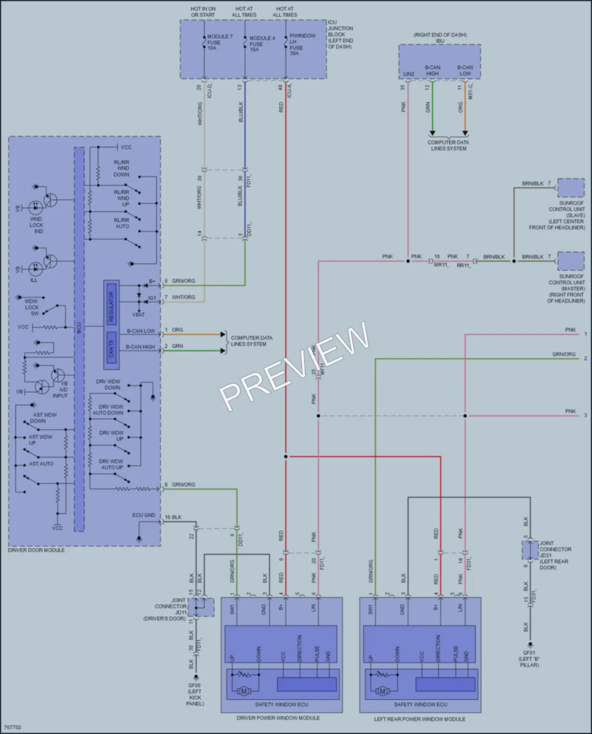 2021 Genesis G80 Power Windows wiring diagram preview