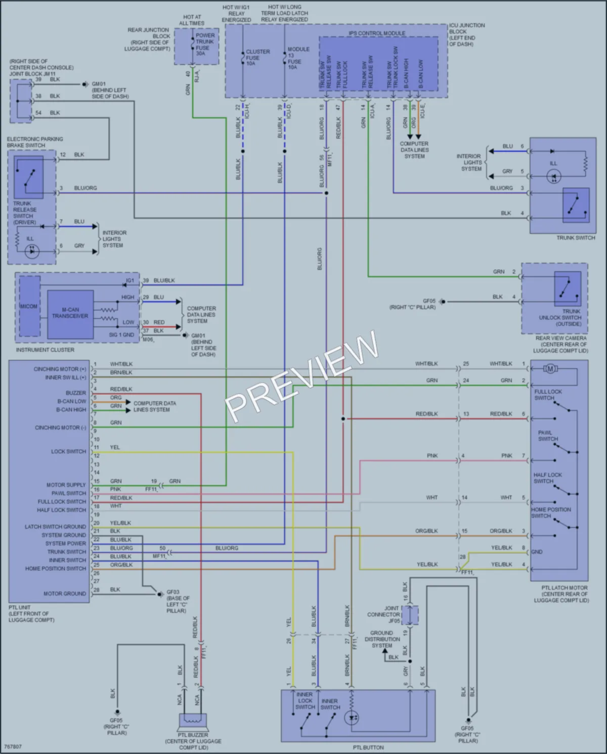 2021 Genesis G80 Trunk Tailgate Fuel Door wiring diagram preview