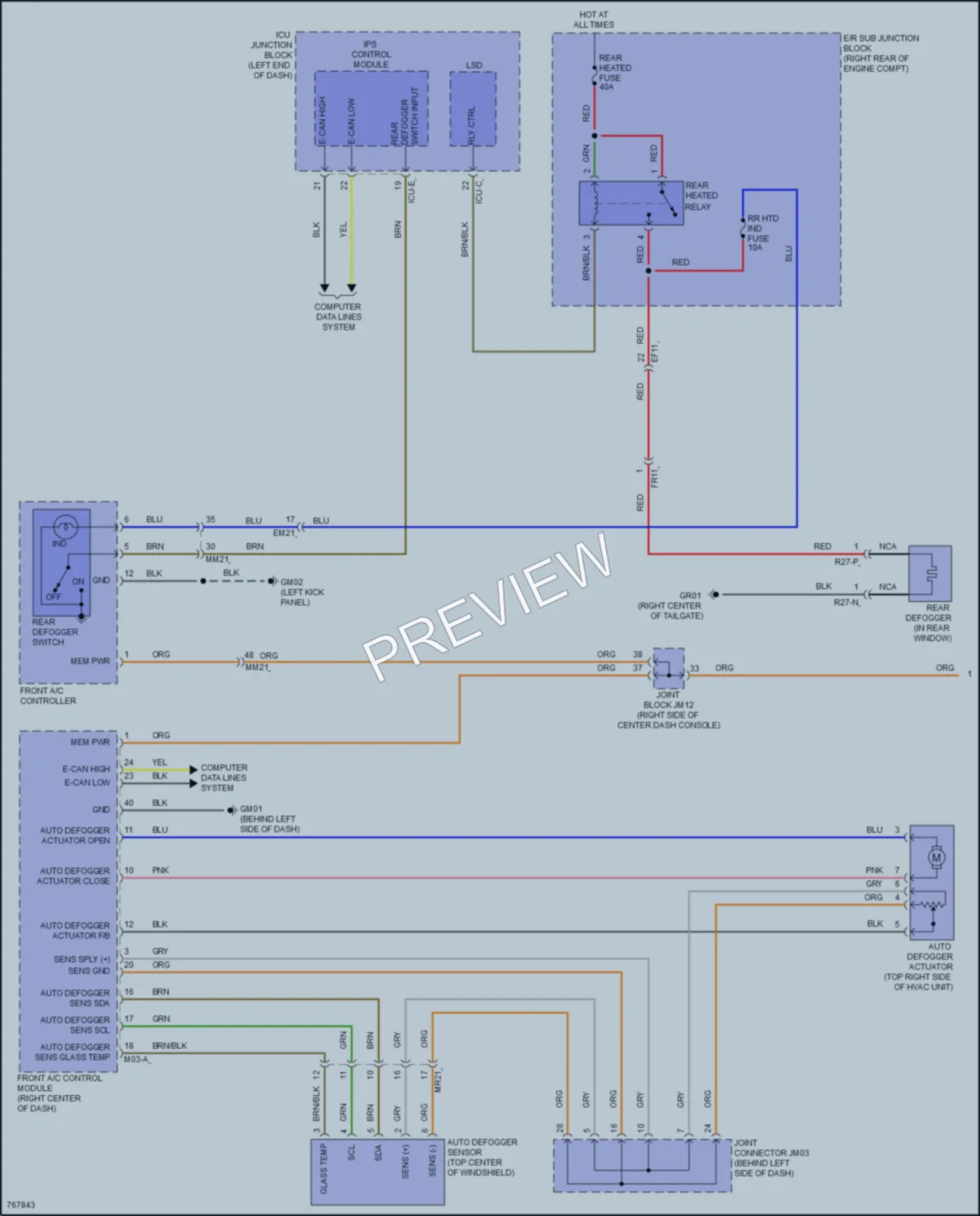 2021 Genesis GV80 Defoggers wiring diagram preview