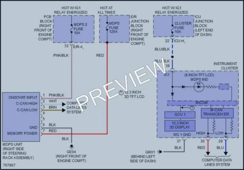 2021 Genesis GV80 Electronic Power Steering wiring diagram preview