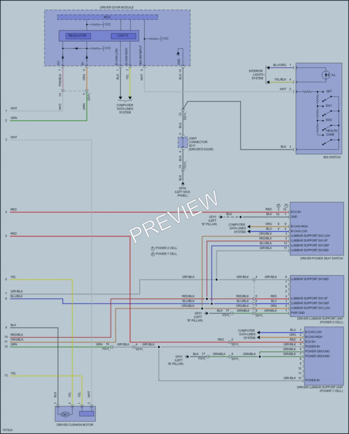 2021 Genesis GV80 Memory Systems wiring diagram preview