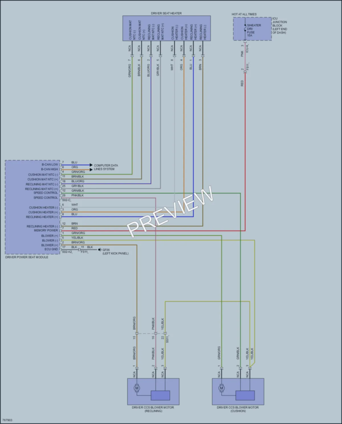 2021 Genesis GV80 Power Seats wiring diagram preview