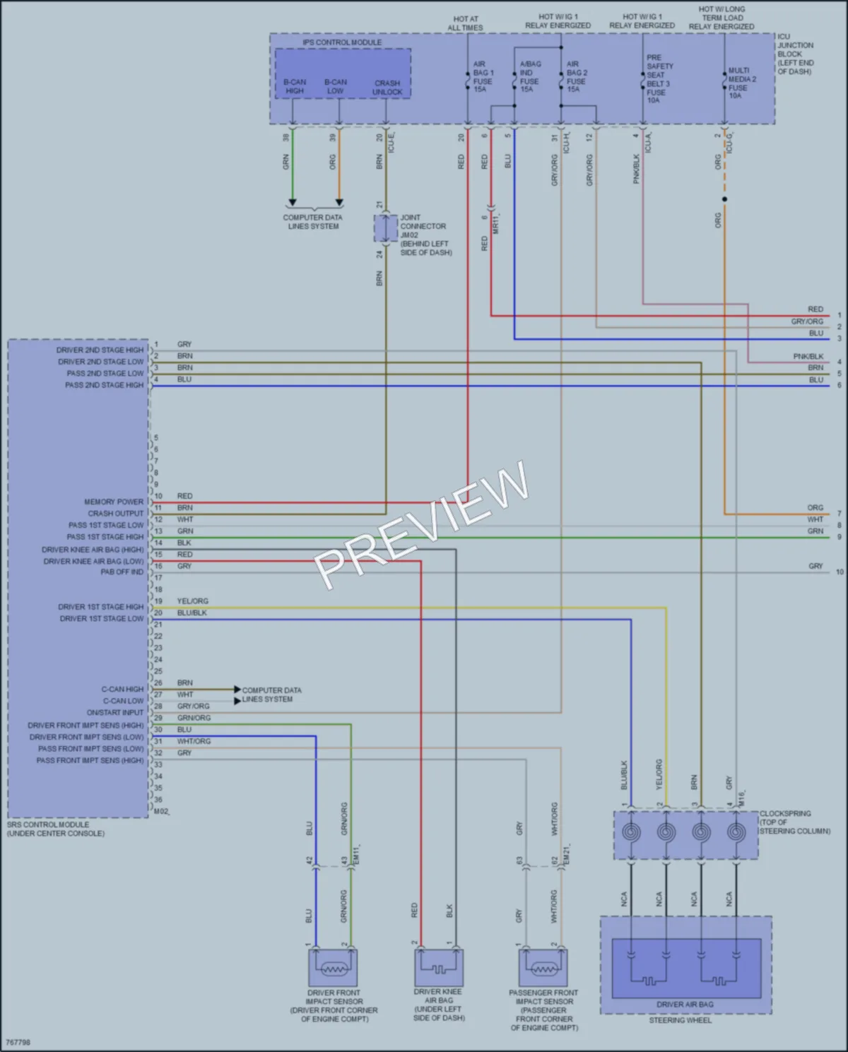 2021 Genesis GV80 Supplemental Restraints wiring diagram preview
