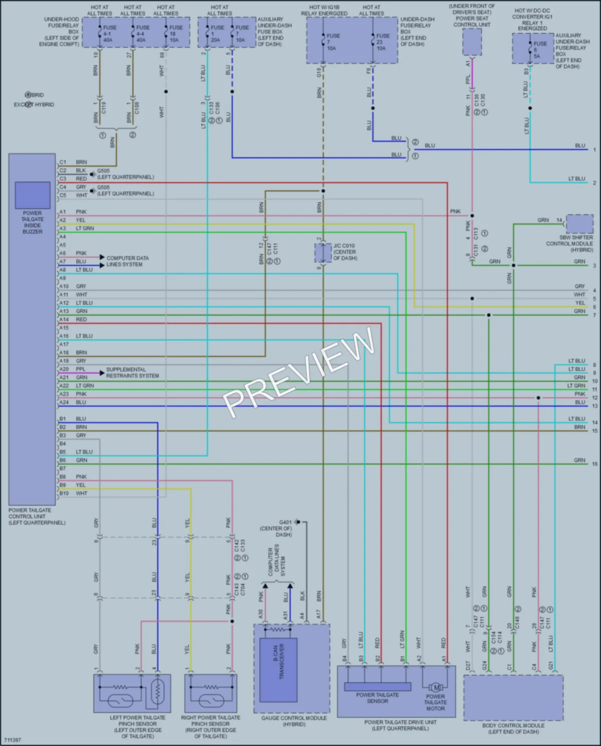 2021 Honda CRV Trunk Tailgate Fuel Door wiring diagram preview