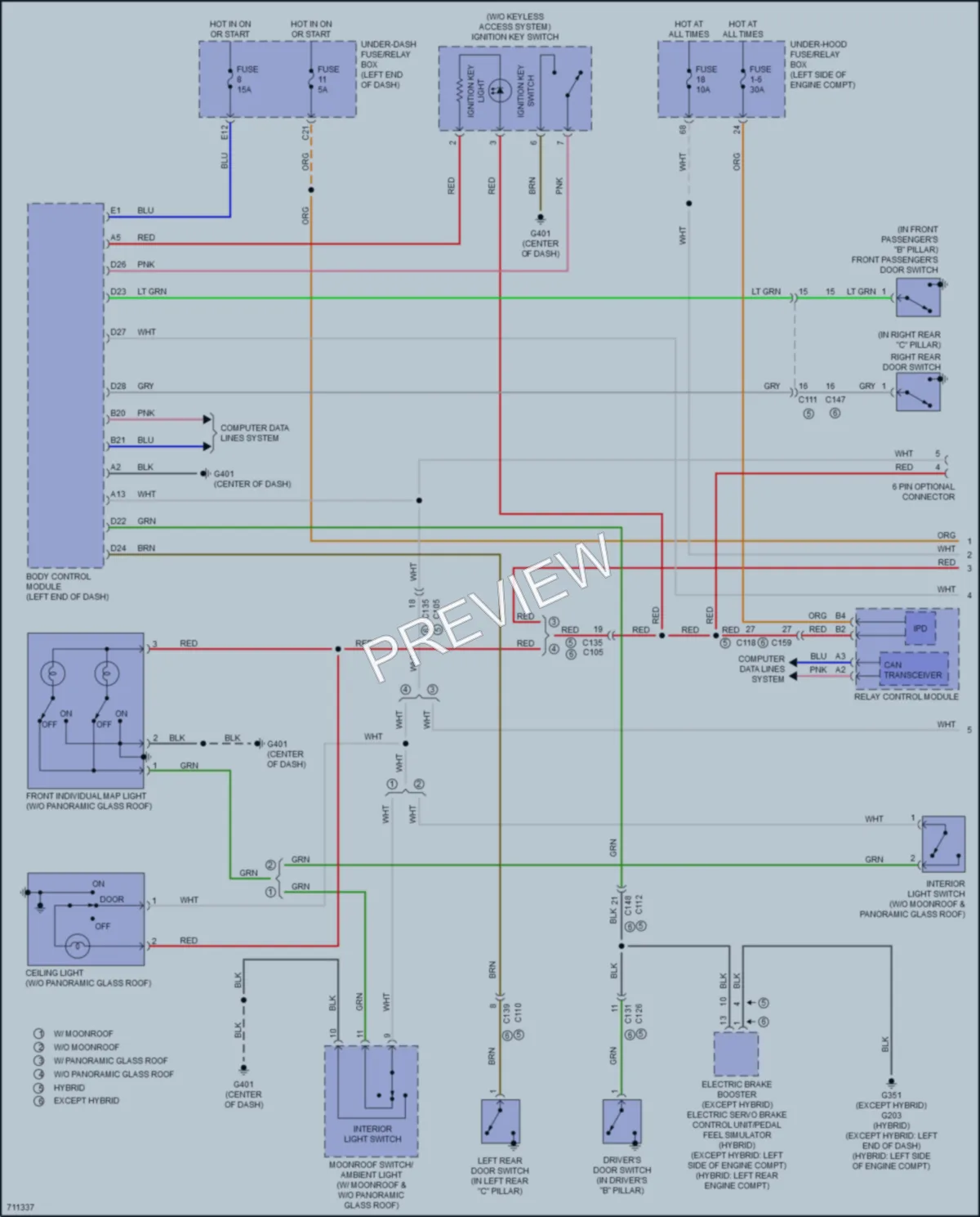 2021 Honda CRVHybrid Interior Lights wiring diagram preview