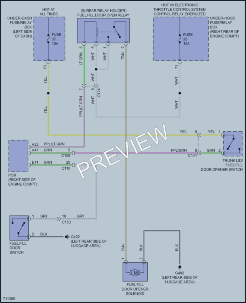 2021 Honda ClarityPlugIn Trunk Tailgate Fuel Door wiring diagram preview