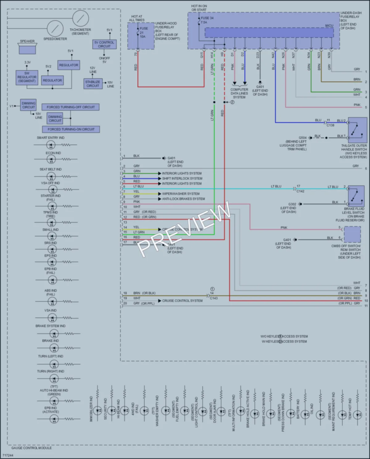 2021 Honda HRV Instrument Cluster wiring diagram preview