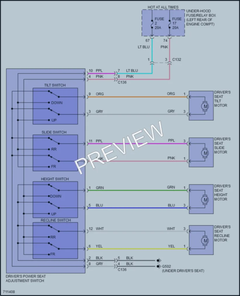 2021 Honda HRV Power Seats wiring diagram preview