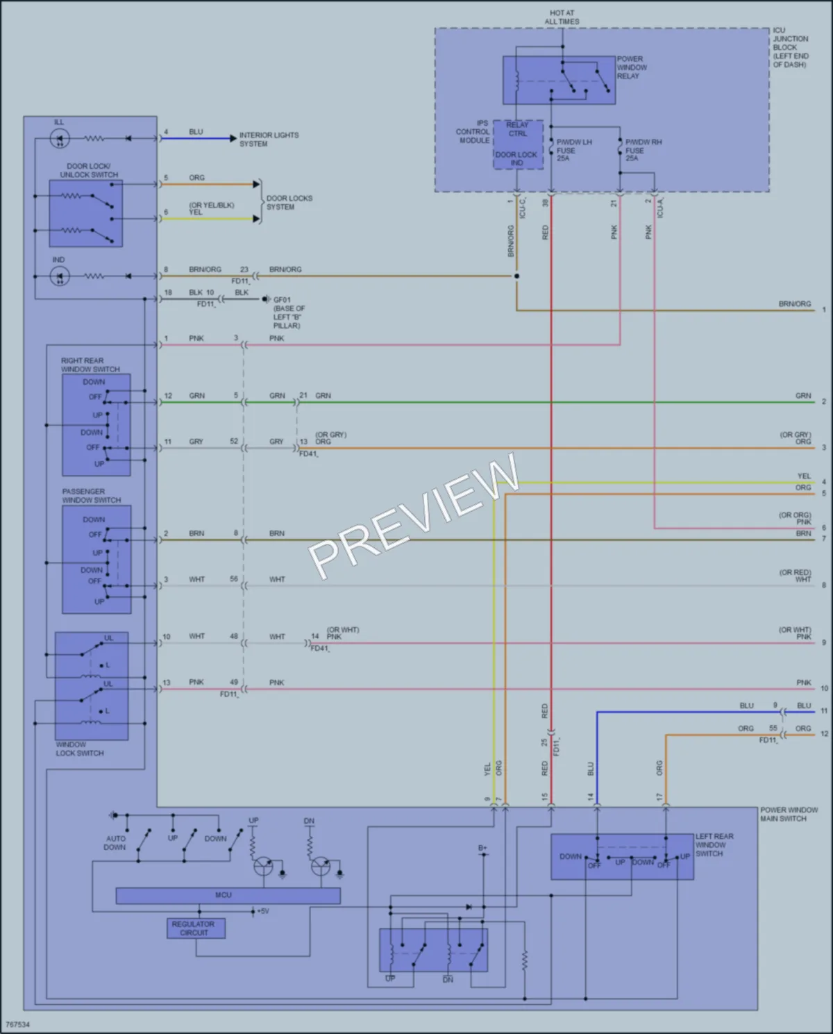 2021 Hyundai Elantra Power Windows wiring diagram preview