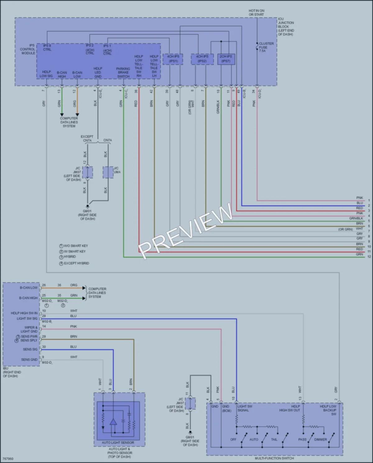 2021 Hyundai ElantraHybrid Headlights wiring diagram preview