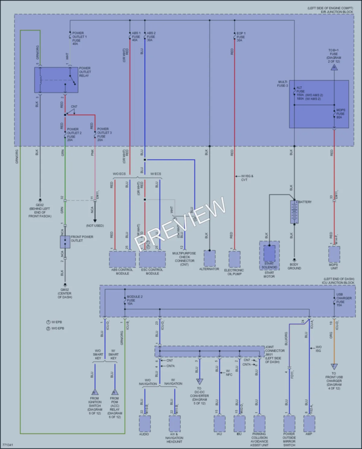 2021 Hyundai ElantraHybrid Power Distribution wiring diagram preview