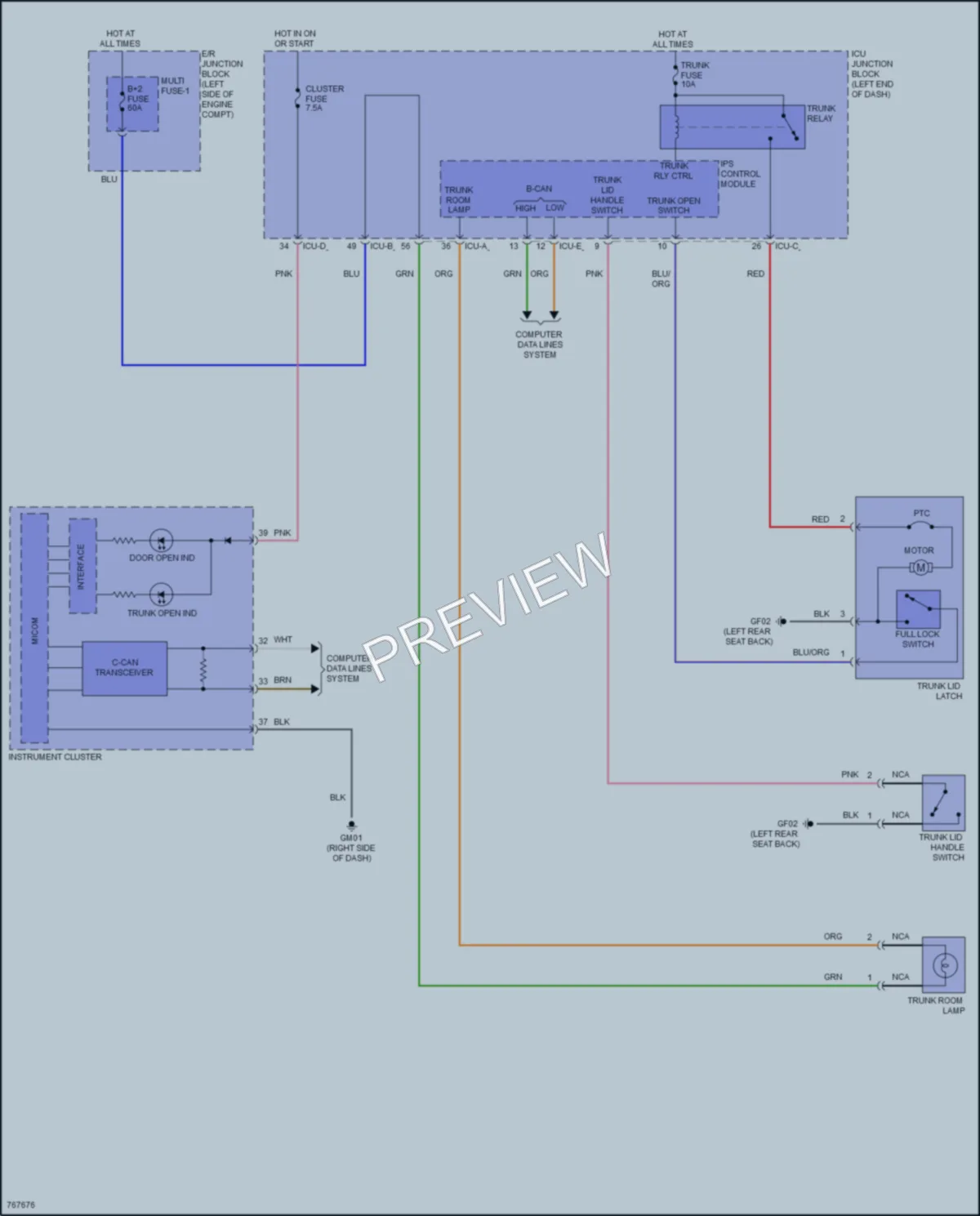 2021 Hyundai ElantraHybrid Trunk Tailgate Fuel Door wiring diagram preview
