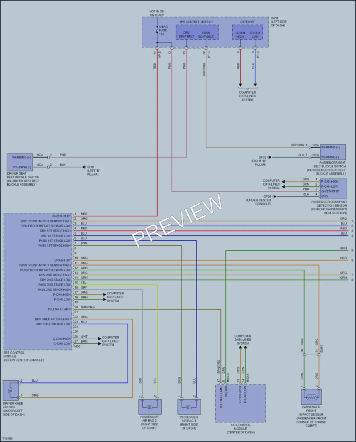 2021 Hyundai IoniqElectric Supplemental Restraints wiring diagram preview