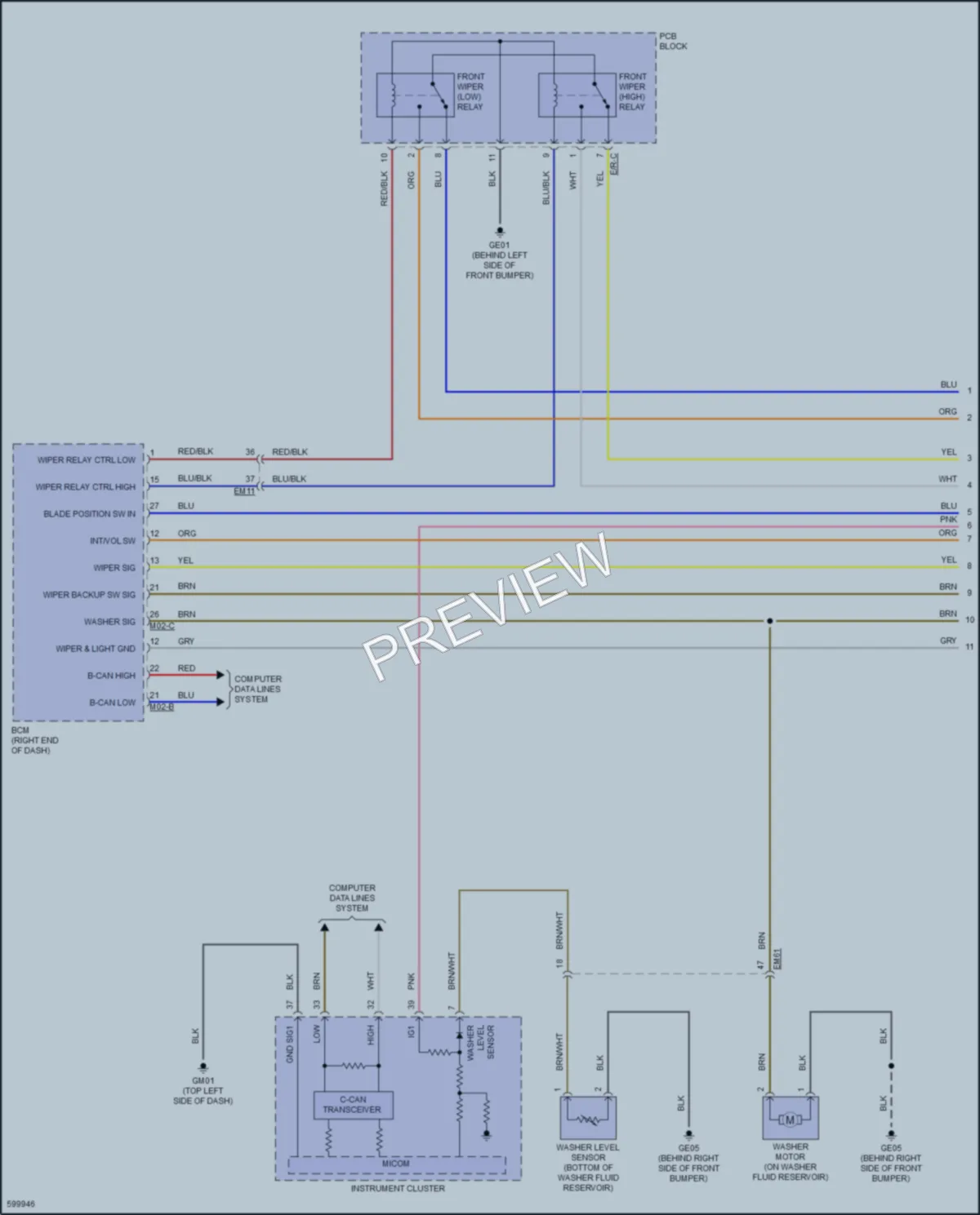 2021 Hyundai IoniqElectric Wiper Washer wiring diagram preview