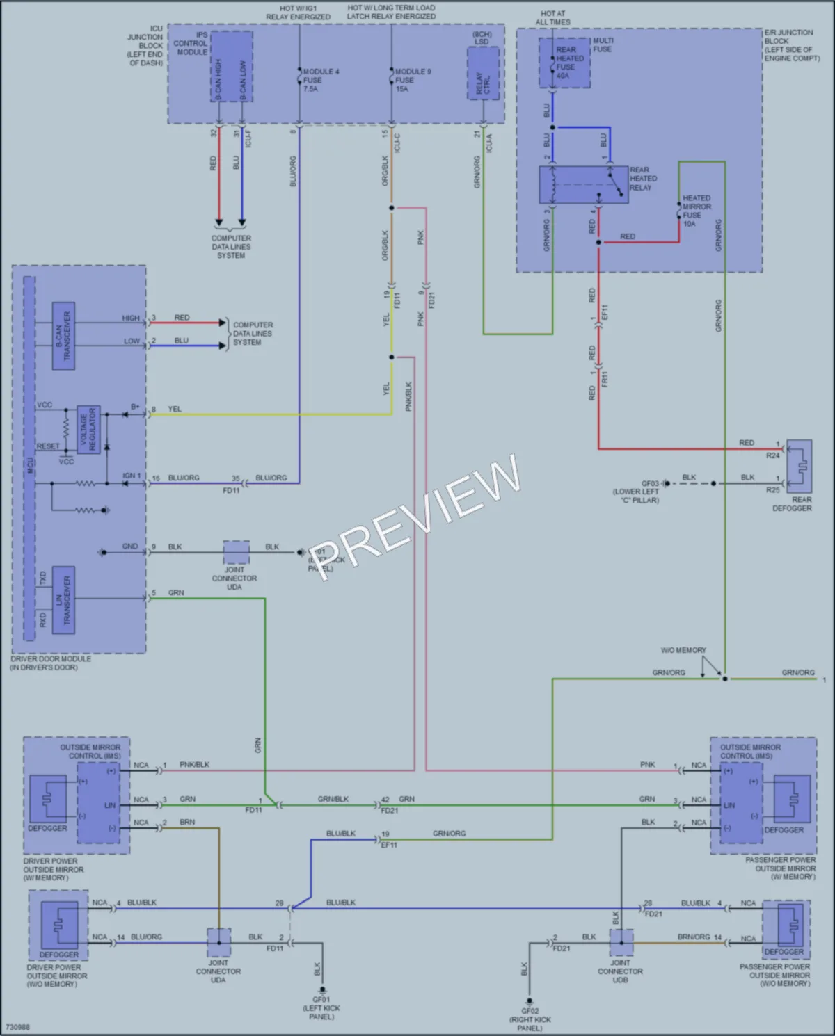 2021 Hyundai Palisade Defoggers wiring diagram preview