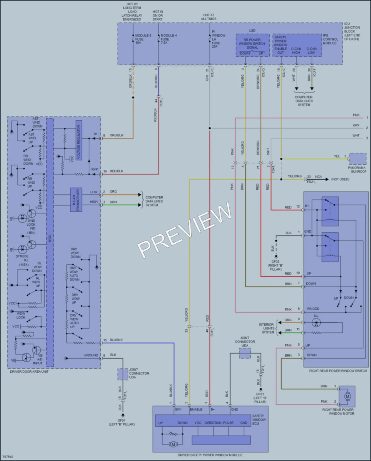 2021 Hyundai SantaFe Power Windows wiring diagram preview