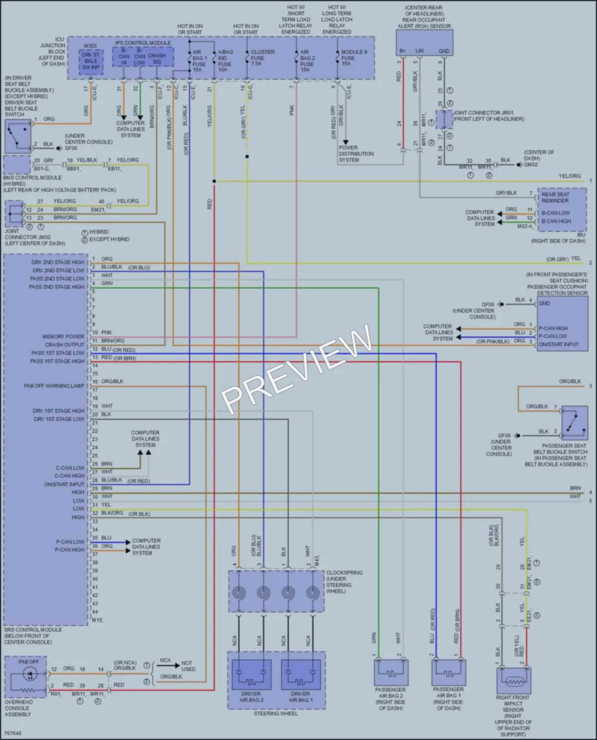 2021 Hyundai SantaFe Supplemental Restraints wiring diagram preview