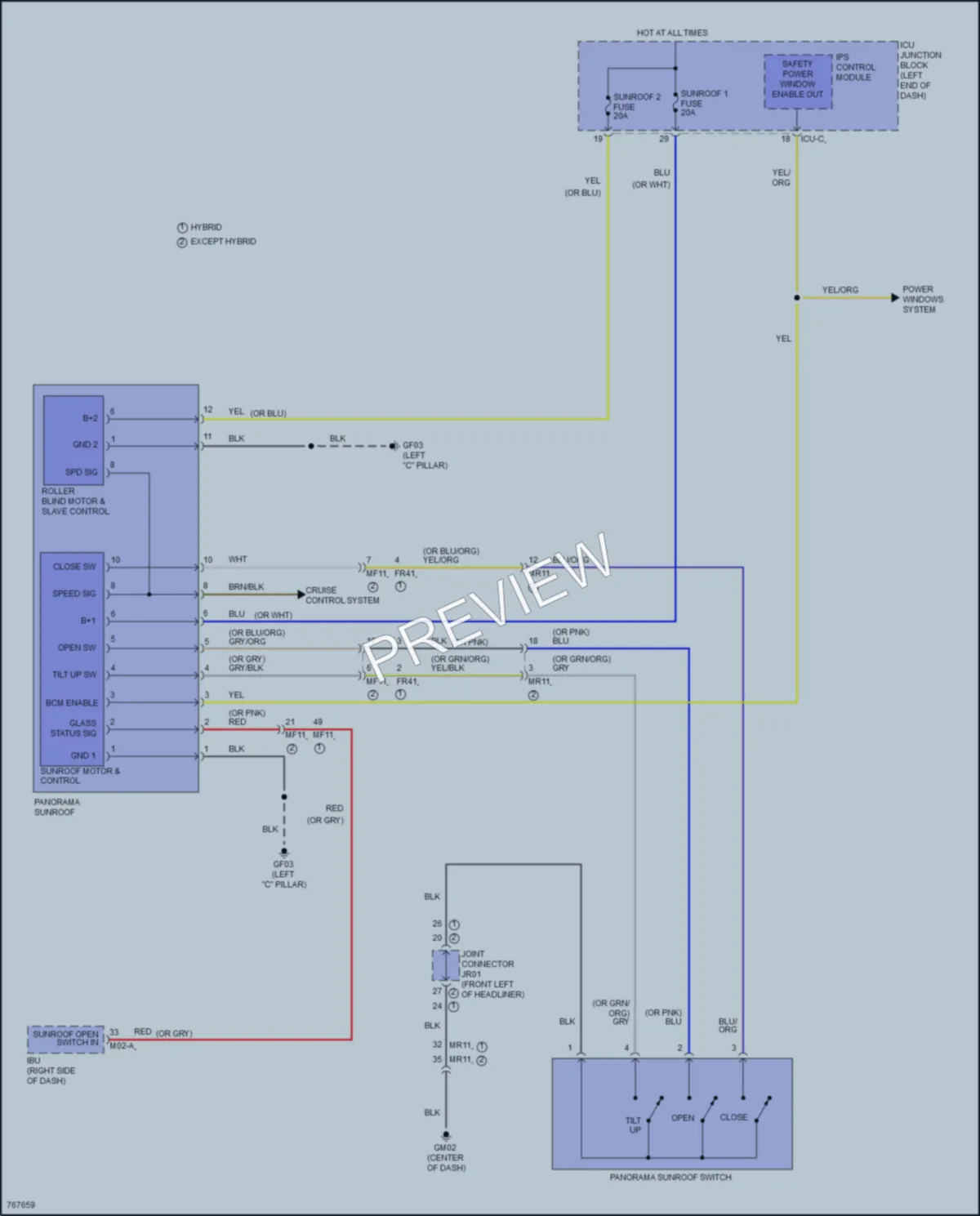 2021 Hyundai SantaFeHybrid Power Top Sunroof wiring diagram preview