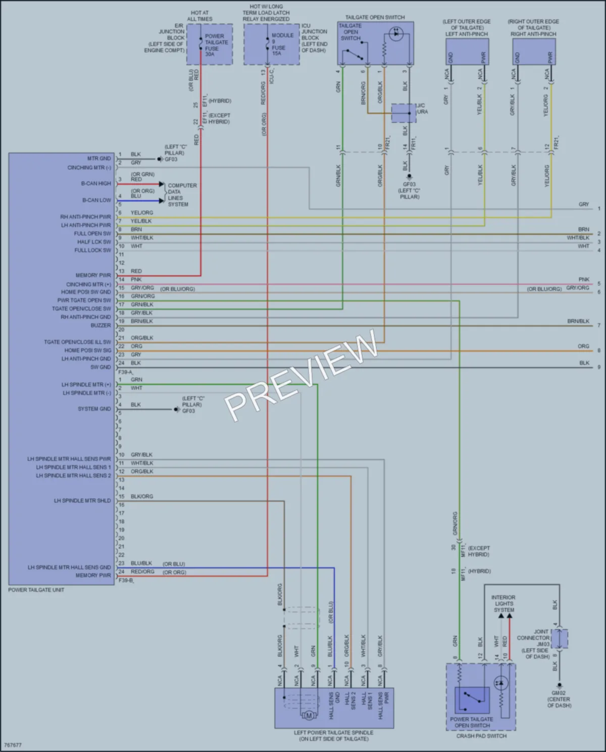2021 Hyundai SantaFeHybrid Trunk Tailgate Fuel Door wiring diagram preview