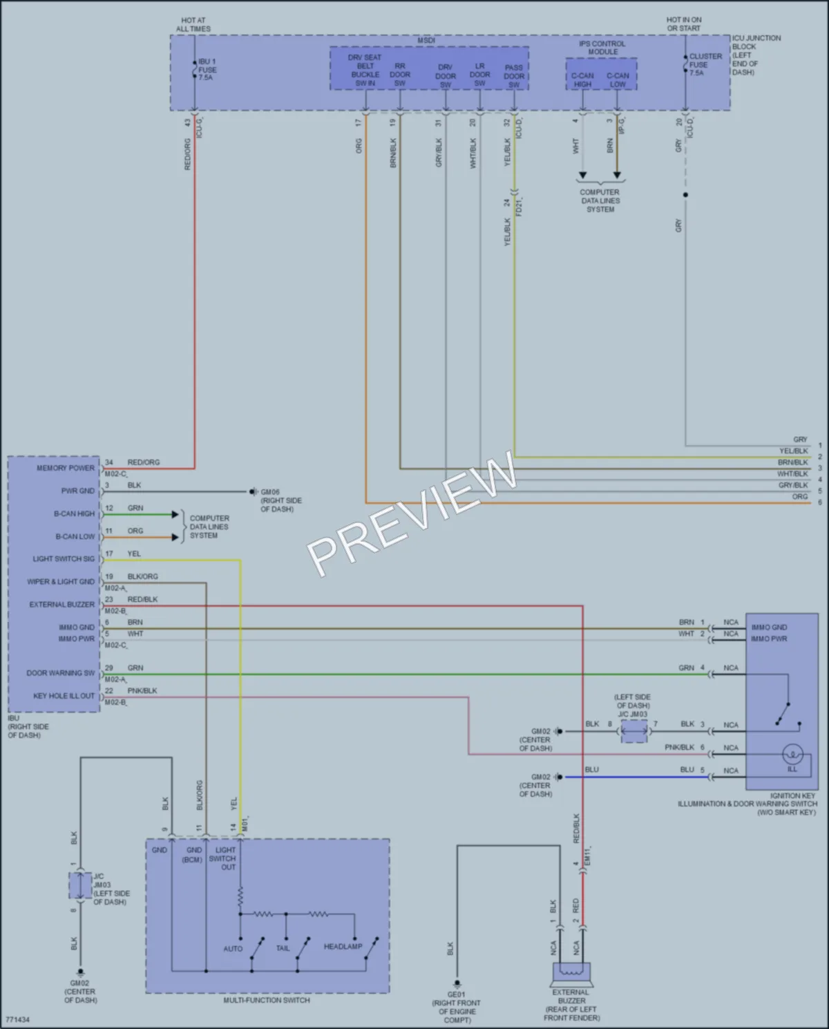 2021 Hyundai SantaFeHybrid Warning Systems wiring diagram preview