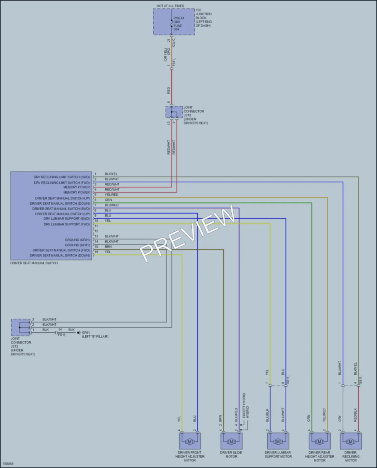 2021 Hyundai Sonata Power Seats wiring diagram preview