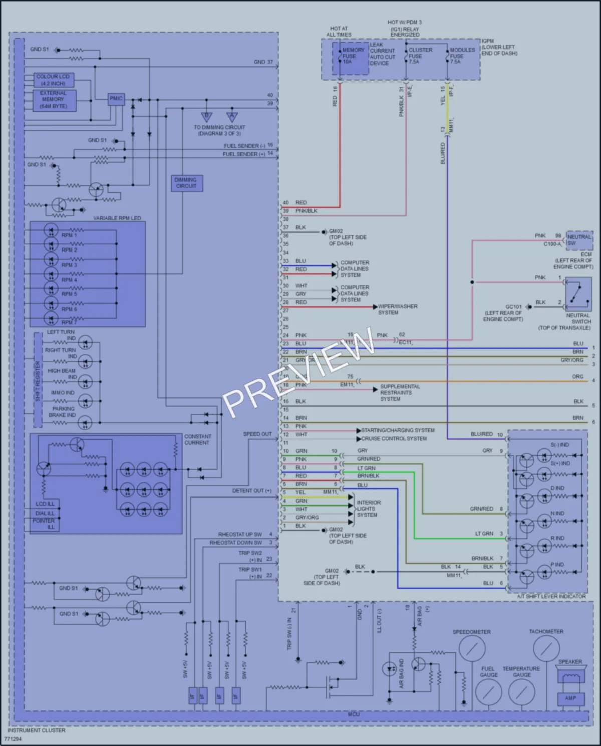 2021 Hyundai Veloster Instrument Cluster wiring diagram preview