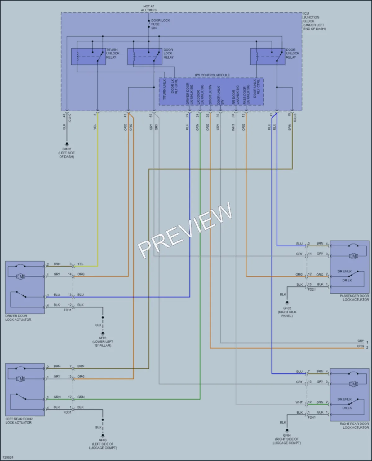 2021 Hyundai Venue Power Door Locks wiring diagram preview