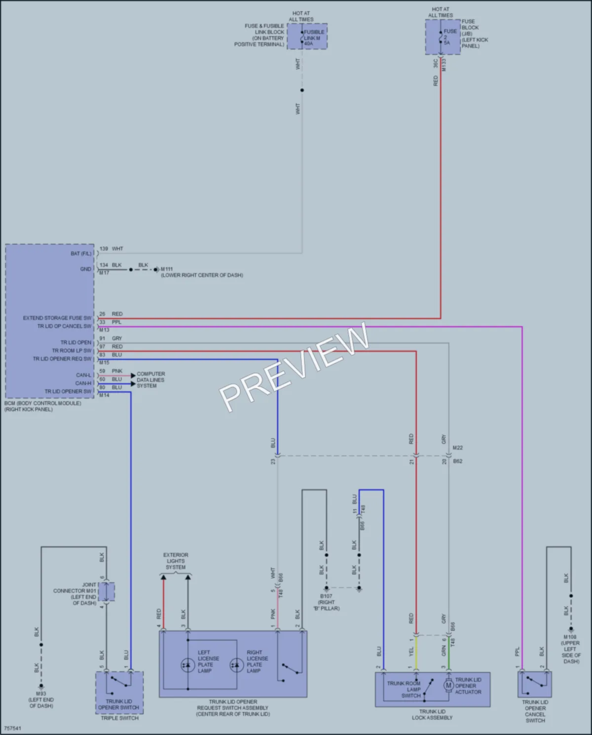 2021 Infiniti Q50 Trunk Tailgate Fuel Door wiring diagram preview