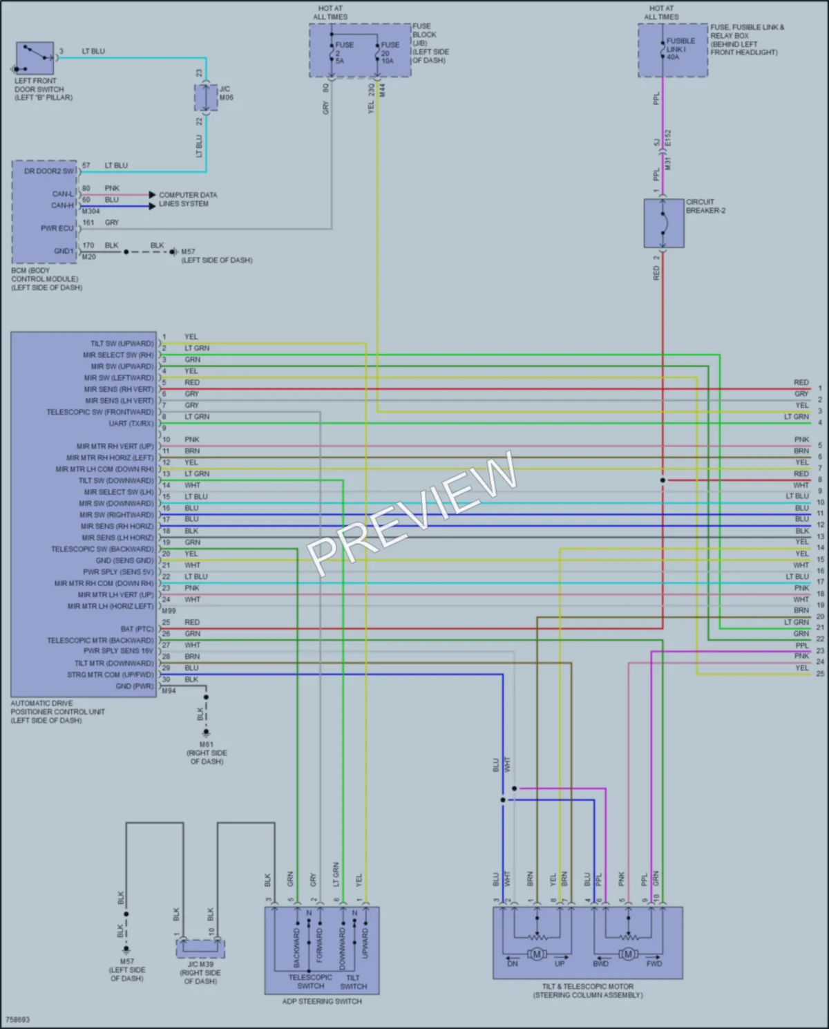 2021 Infiniti QX50 Memory Systems wiring diagram preview