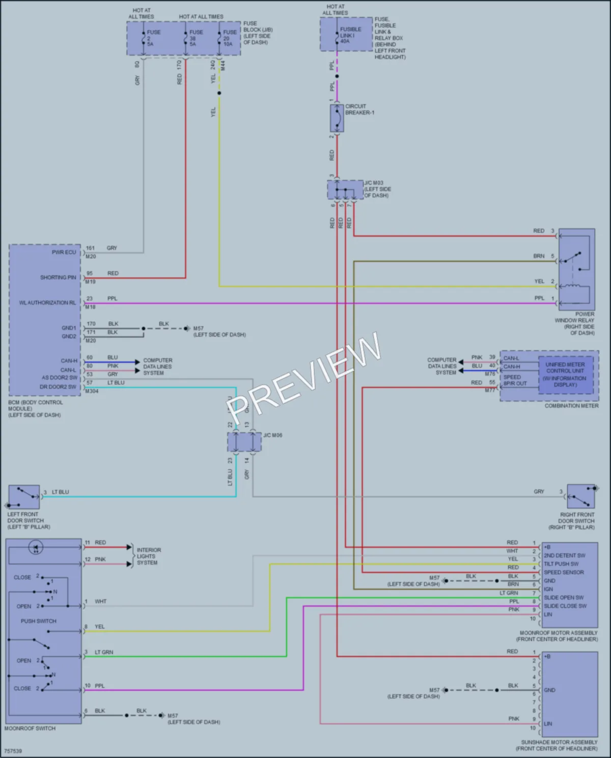 2021 Infiniti QX50 Power Top Sunroof wiring diagram preview