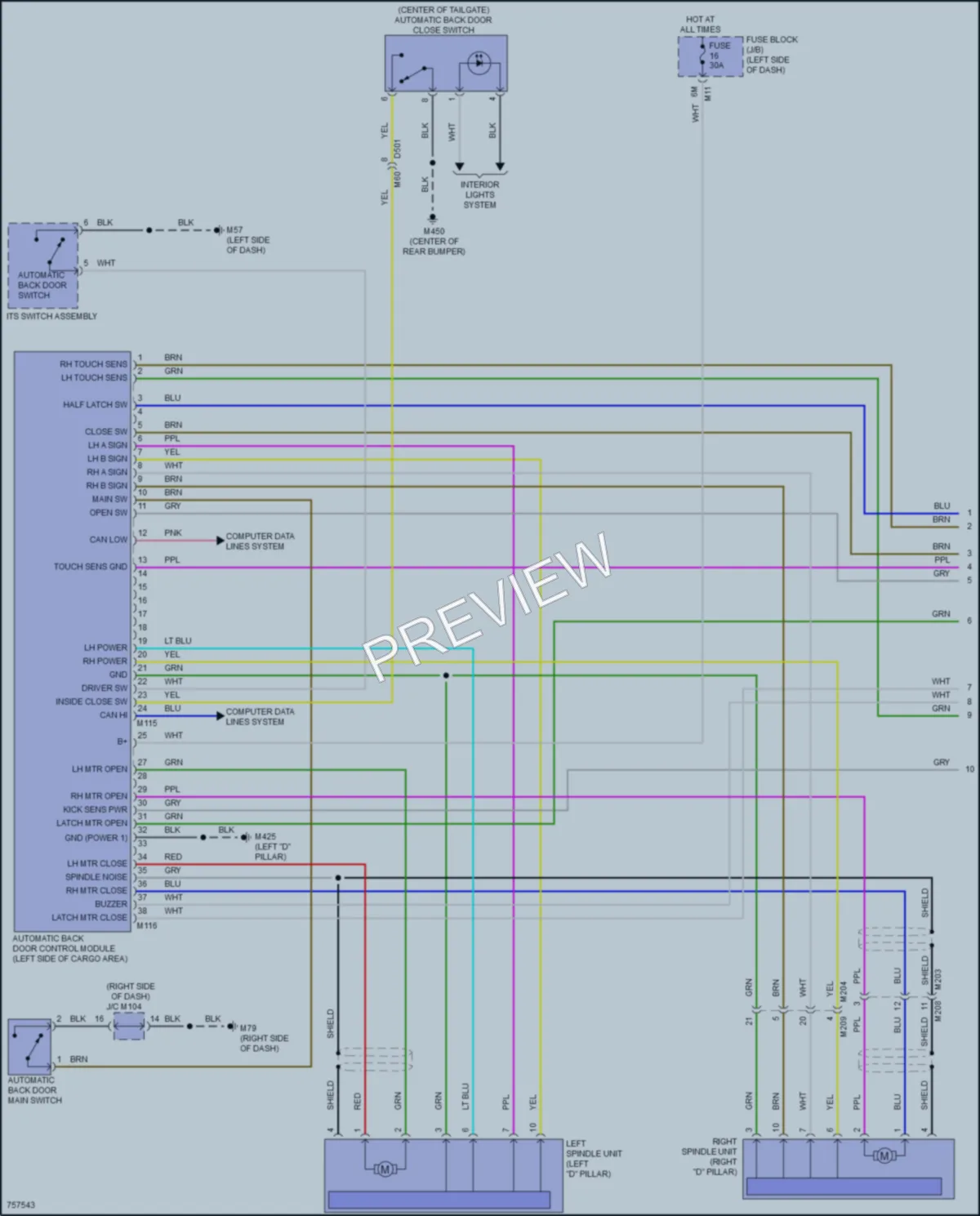 2021 Infiniti QX50 Trunk Tailgate Fuel Door wiring diagram preview