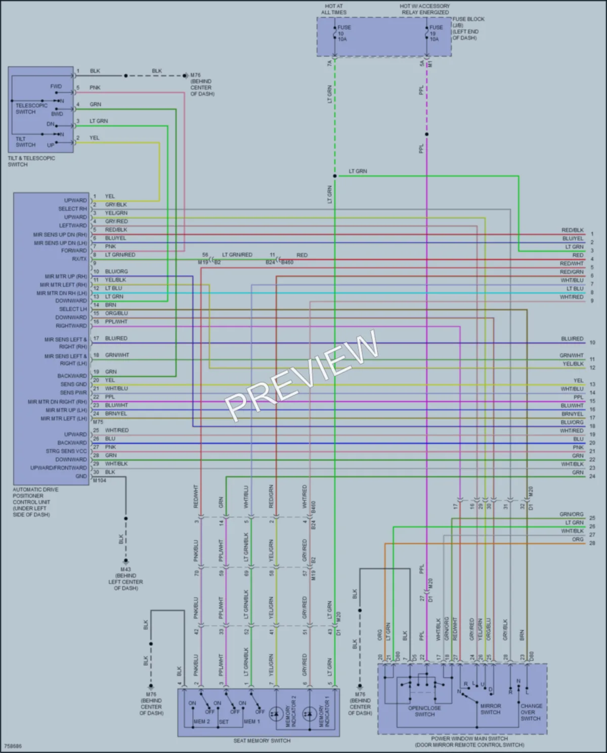 2021 Infiniti QX80 Memory Systems wiring diagram preview