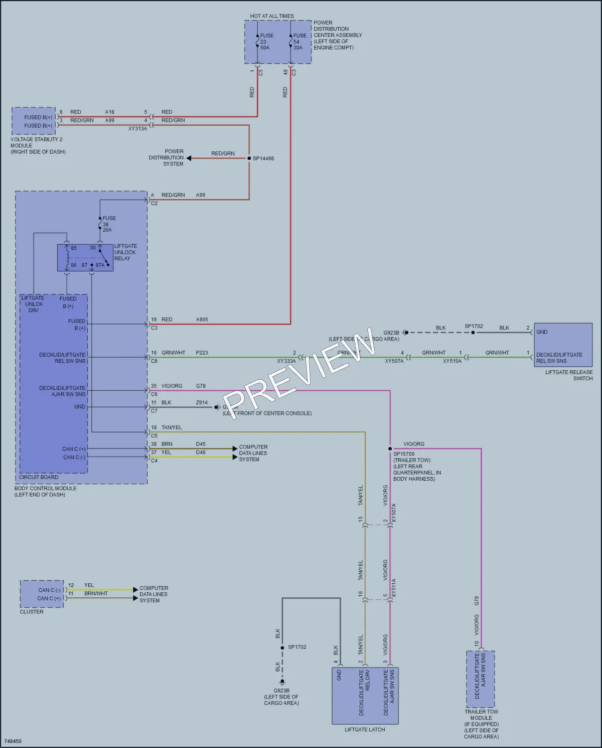 2021 Jeep Cherokee Trunk Tailgate Fuel Door wiring diagram preview