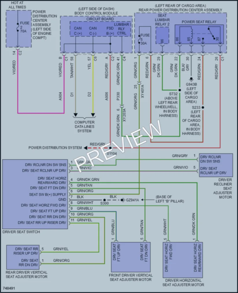 2021 Jeep Compass Power Seats wiring diagram preview