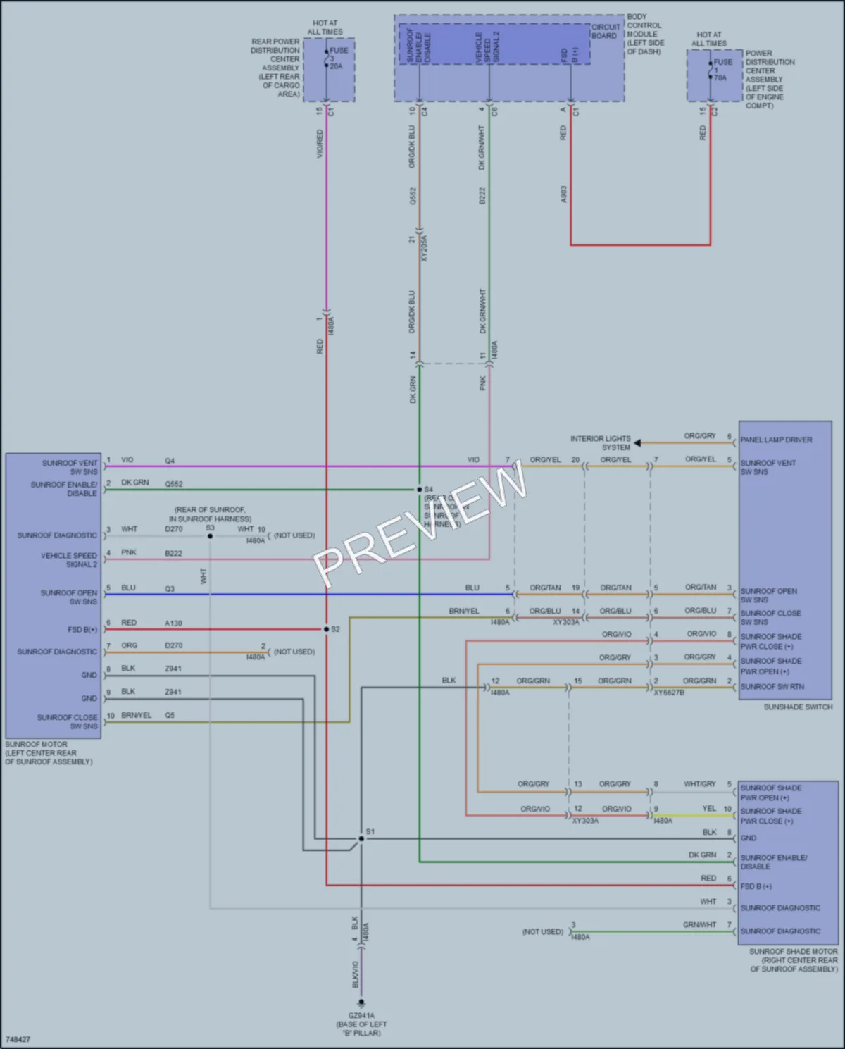 2021 Jeep Compass Power Top Sunroof wiring diagram preview