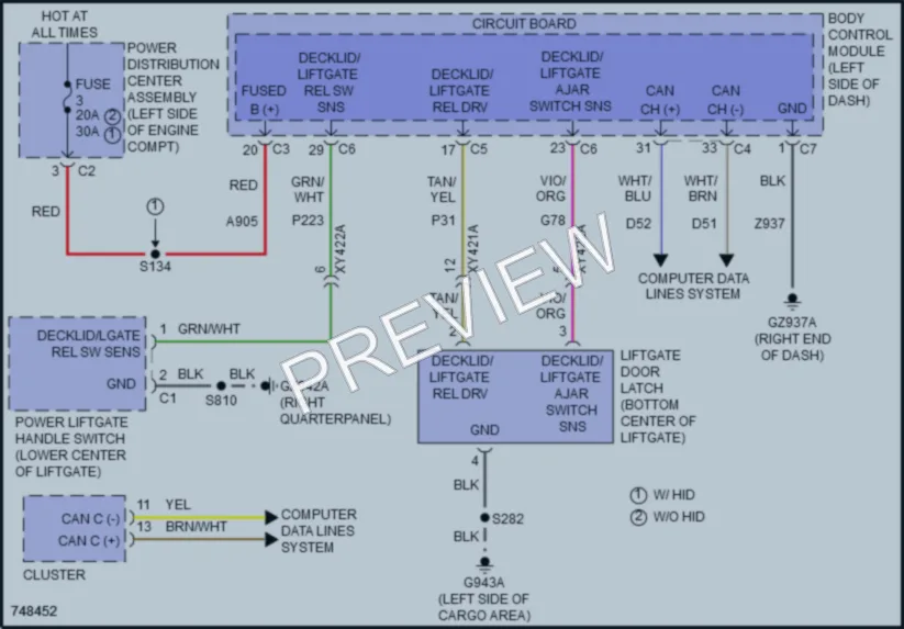 2021 Jeep Compass Trunk Tailgate Fuel Door wiring diagram preview