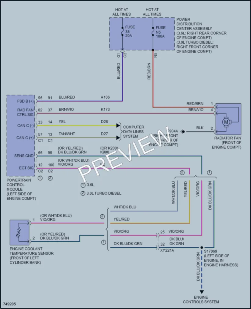 2021 Jeep Gladiator Cooling Fan wiring diagram preview