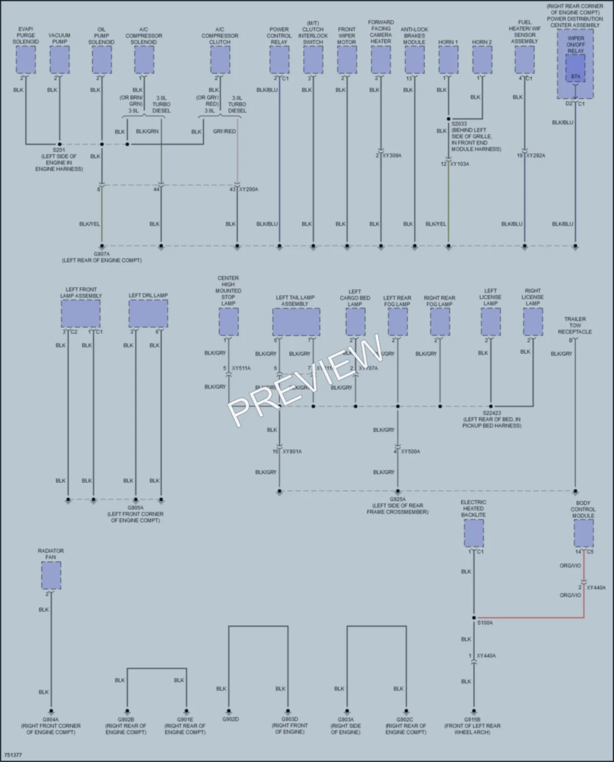 2021 Jeep Gladiator Ground Distribution wiring diagram preview