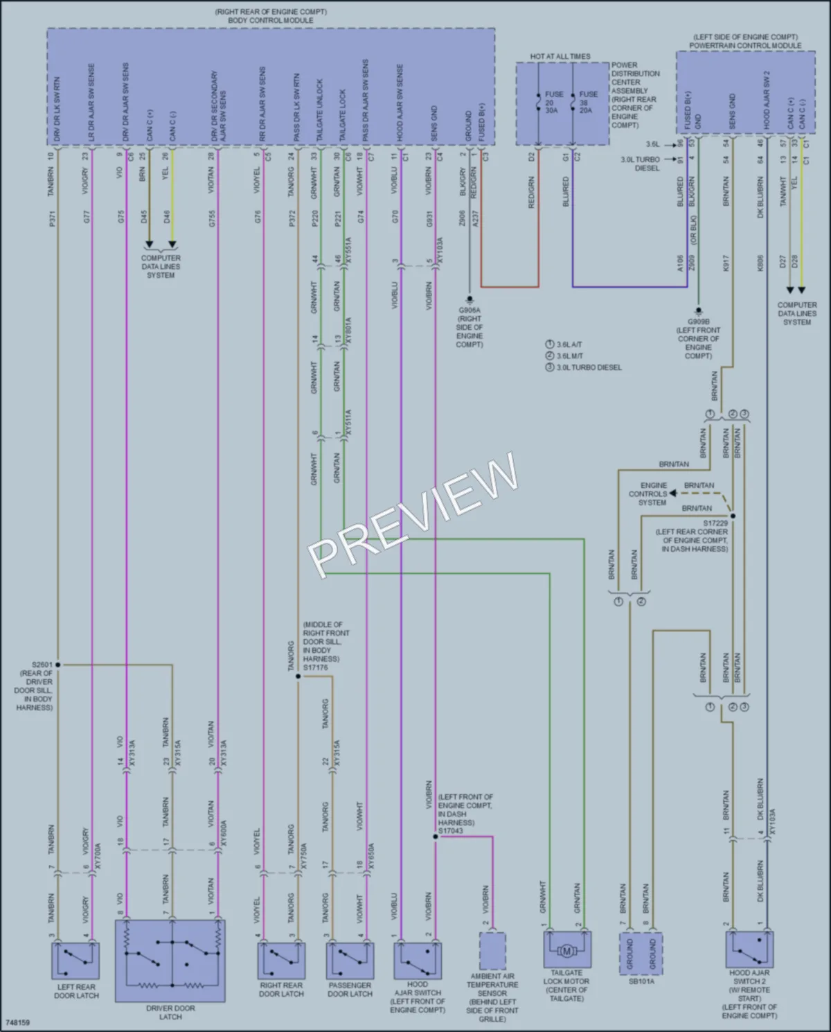 2021 Jeep Gladiator Power Door Locks wiring diagram preview