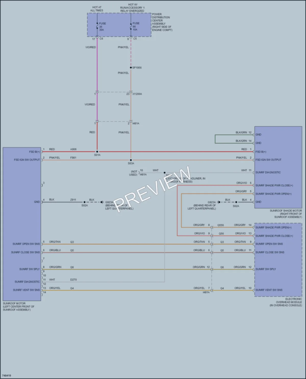 2021 Jeep GrandCherokee Power Top Sunroof wiring diagram preview