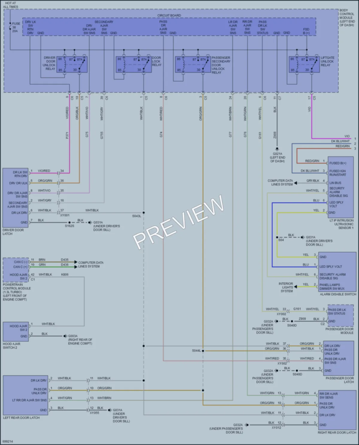 2021 Jeep Renegade Power Door Locks wiring diagram preview