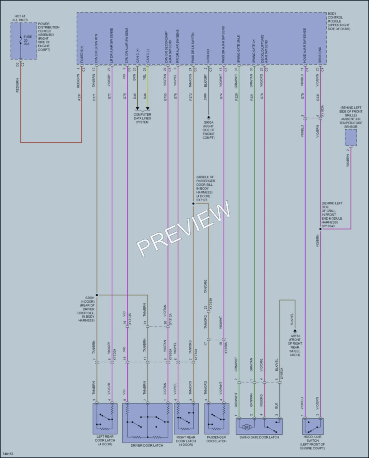 2021 Jeep Wrangler Power Door Locks wiring diagram preview