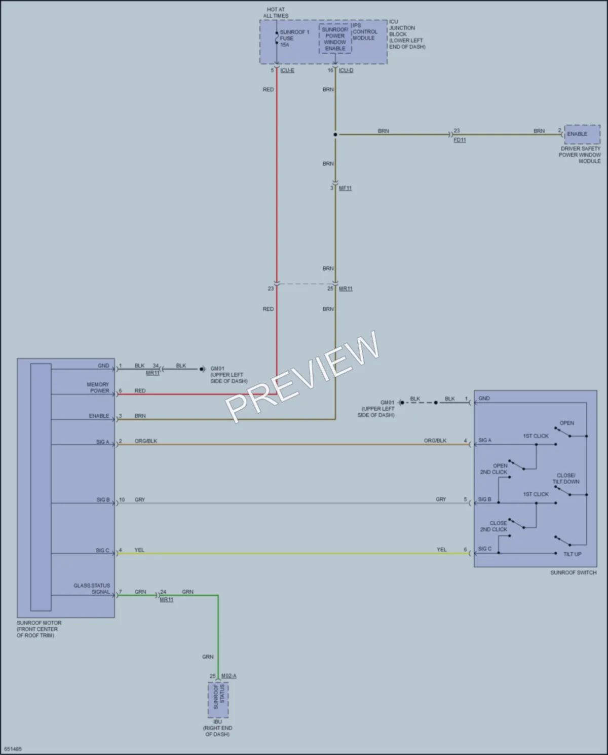 2021 Kia Forte5 Power Top Sunroof wiring diagram preview