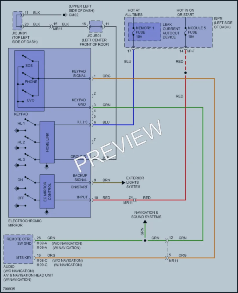 2021 Kia Niro Power Mirrors wiring diagram preview